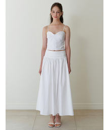 flare long skirt - white