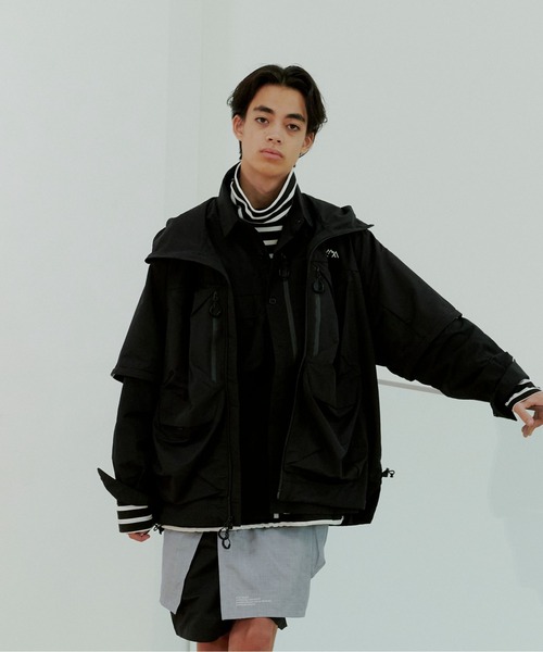 CMF OUTDOOR GARMENT(シーエムエフアウトドアガーメント)の「CMF OUTDOOR GARMENT/シーエムエフ アウトドアガーメント 別注 GUIDE SHELL(マウンテンパーカー・メンズ・ブラック/グレー・L/M/S)」の1枚目の写真