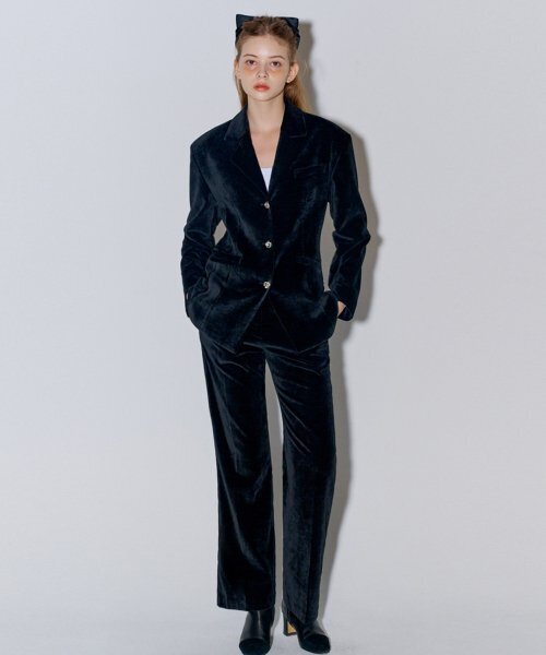 セール】セットアップベルベットテーラードジャケット+ブーツカット