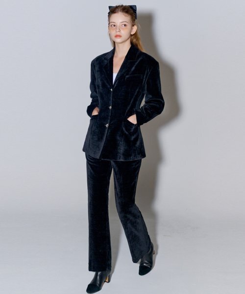 セール】セットアップベルベットテーラードジャケット+ブーツカット