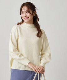 【手洗い可/日本製/カシミヤ混】ミドルゲージのハイネックニットトップス