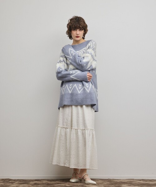 GRACE CONTINENTAL（グレースコンチネンタル）の「フェアアイルニットトップ（ニット/セーター・レディース・ラベンダー/ブルー・36）」の12枚目の写真