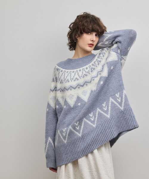 GRACE CONTINENTAL（グレースコンチネンタル）の「フェアアイルニットトップ（ニット/セーター・レディース・ラベンダー/ブルー・36）」の7枚目の写真