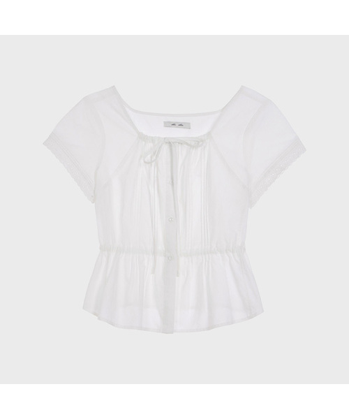 ALKI ALKA(アルキアルカ)の「String Pintuck Blouse (White)(シャツ/ブラウス・レディース・ホワイト・SMALL/MEDIUM)」の1枚目の写真