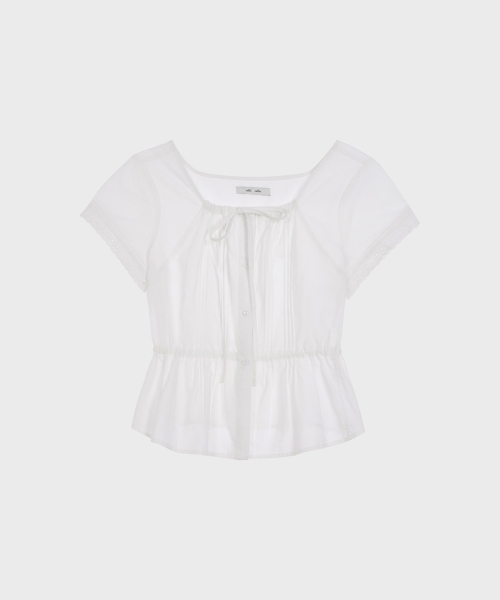 ALKI ALKA(アルキアルカ)の「String Pintuck Blouse (White)(シャツ/ブラウス・レディース・ホワイト・SMALL/MEDIUM)」の2枚目の写真
