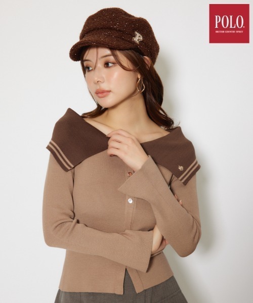 rienda(リエンダ)の「【POLO BCS】バイカラーニットトップス 秋服 冬服(ニット/セーター・レディース・ブラウン/アイボリー/ダークグレー・FREE)」の3枚目の写真
