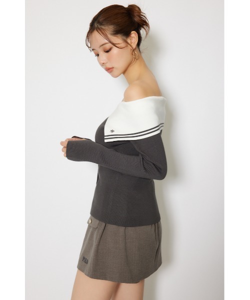 rienda(リエンダ)の「【POLO BCS】バイカラーニットトップス 秋服 冬服(ニット/セーター・レディース・ブラウン/アイボリー/ダークグレー・FREE)」の5枚目の写真