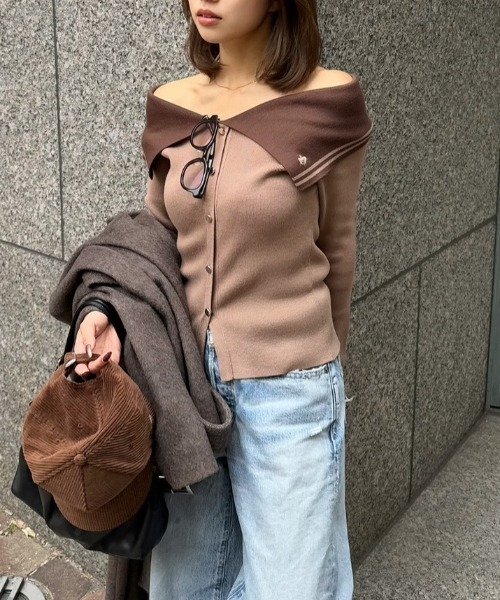 rienda(リエンダ)の「【POLO BCS】バイカラーニットトップス 秋服 冬服(ニット/セーター・レディース・ブラウン/アイボリー/ダークグレー・FREE)」の22枚目の写真