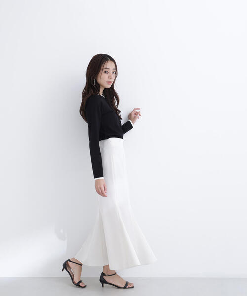 NATURAL BEAUTY BASIC（ナチュラルビューティーベーシック）の「◇ヘム切替マーメイドスカート（スカート・レディース・オフホワイト/ブラック/ネイビー・P/S/MEDIUM/SMALL）」の10枚目の写真