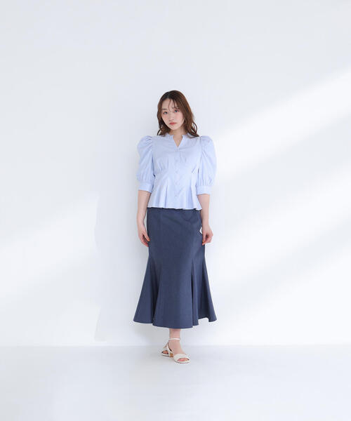 NATURAL BEAUTY BASIC（ナチュラルビューティーベーシック）の「◇ヘム切替マーメイドスカート（スカート・レディース・オフホワイト/ブラック/ネイビー・P/S/MEDIUM/SMALL）」の6枚目の写真