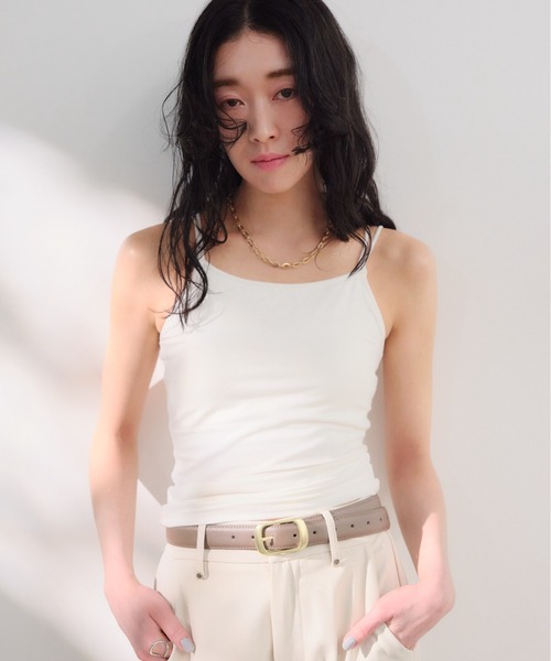 Shelly island(シェリーアイランド)の「バンブーカップ付きキャミ(キャミソール・レディース・ブラウン/ホワイト/ベージュ/ブラック・FREE)」の7枚目の写真
