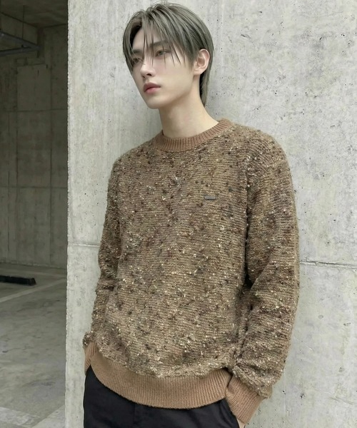 BENUSTA(ベヌスタ)の「A'GEM/9 × .kom 『BENUSTA /ベヌスタ』ネップ加工クルーネックニット(ニット/セーター・メンズ・ブラウン/ブラック・L/M)」の7枚目の写真