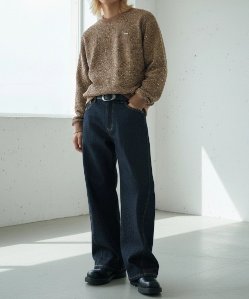 BENUSTA(ベヌスタ)の「A'GEM/9 × .kom 『BENUSTA /ベヌスタ』ネップ加工クルーネックニット(ニット/セーター・メンズ・ブラウン/ブラック・L/M)」の22枚目の写真