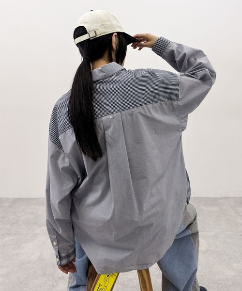 niko and...（ニコアンド）の「[MODE NORM CORE] クレイジーパッチワークシャツ（シャツ/ブラウス・レディース・グレー/ブラック/ネイビー・MEDIUM/LARGE）」の17枚目の写真