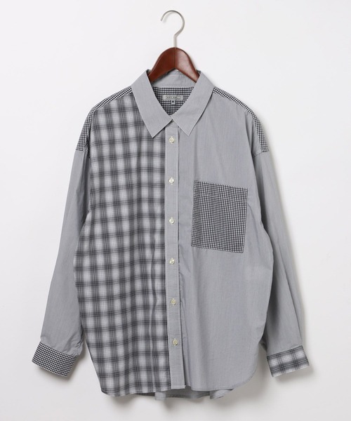 niko and...（ニコアンド）の「[MODE NORM CORE] クレイジーパッチワークシャツ（シャツ/ブラウス・レディース・グレー/ブラック/ネイビー・MEDIUM/LARGE）」の18枚目の写真