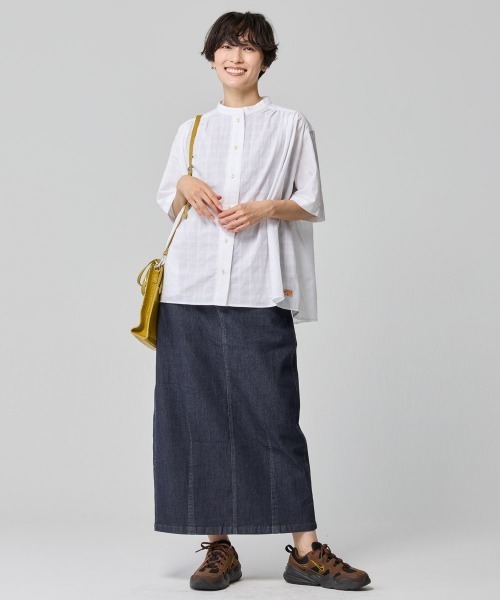 KRIFF MAYER Lady's Collection（クリフメイヤーレディースコレクション）の「【超伸縮・軽量・体型カバー】7ozストレッチデニムカーブスカート（デニムスカート・レディース・ダークブルー/ストライプ/カラフル/ライトブルー・MEDIUM/LARGE）」の13枚目の写真