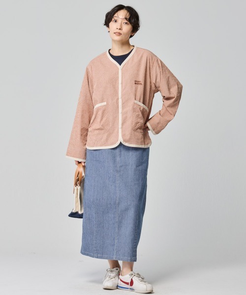 KRIFF MAYER Lady's Collection（クリフメイヤーレディースコレクション）の「【超伸縮・軽量・体型カバー】7ozストレッチデニムカーブスカート（デニムスカート・レディース・ダークブルー/ストライプ/カラフル/ライトブルー・MEDIUM/LARGE）」の17枚目の写真