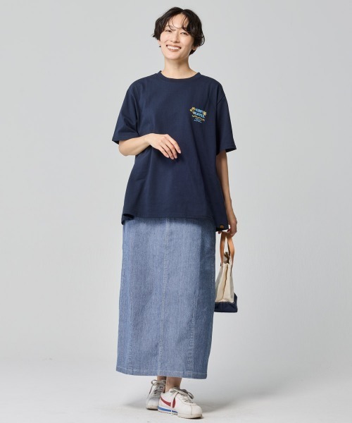 KRIFF MAYER Lady's Collection（クリフメイヤーレディースコレクション）の「【超伸縮・軽量・体型カバー】7ozストレッチデニムカーブスカート（デニムスカート・レディース・ダークブルー/ストライプ/カラフル/ライトブルー・MEDIUM/LARGE）」の18枚目の写真