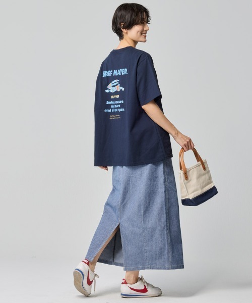 KRIFF MAYER Lady's Collection（クリフメイヤーレディースコレクション）の「【超伸縮・軽量・体型カバー】7ozストレッチデニムカーブスカート（デニムスカート・レディース・ダークブルー/ストライプ/カラフル/ライトブルー・MEDIUM/LARGE）」の19枚目の写真