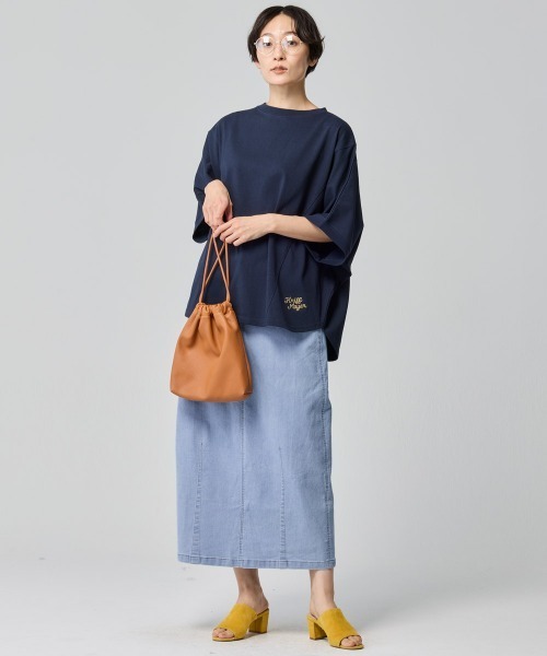 KRIFF MAYER Lady's Collection（クリフメイヤーレディースコレクション）の「【超伸縮・軽量・体型カバー】7ozストレッチデニムカーブスカート（デニムスカート・レディース・ダークブルー/ストライプ/カラフル/ライトブルー・MEDIUM/LARGE）」の11枚目の写真