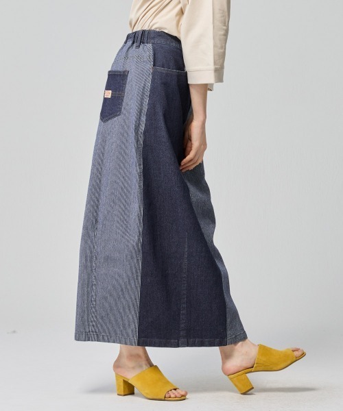 KRIFF MAYER Lady's Collection（クリフメイヤーレディースコレクション）の「【超伸縮・軽量・体型カバー】7ozストレッチデニムカーブスカート（デニムスカート・レディース・ダークブルー/ストライプ/カラフル/ライトブルー・MEDIUM/LARGE）」の20枚目の写真