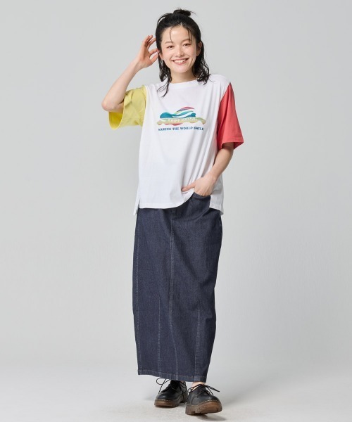 KRIFF MAYER Lady's Collection（クリフメイヤーレディースコレクション）の「【超伸縮・軽量・体型カバー】7ozストレッチデニムカーブスカート（デニムスカート・レディース・ダークブルー/ストライプ/カラフル/ライトブルー・MEDIUM/LARGE）」の15枚目の写真