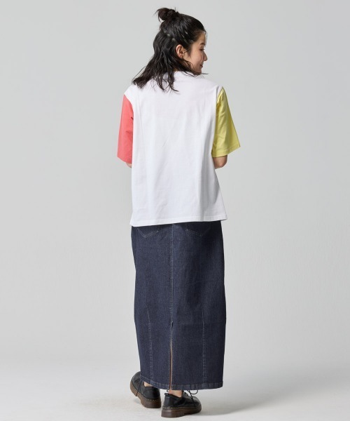 KRIFF MAYER Lady's Collection（クリフメイヤーレディースコレクション）の「【超伸縮・軽量・体型カバー】7ozストレッチデニムカーブスカート（デニムスカート・レディース・ダークブルー/ストライプ/カラフル/ライトブルー・MEDIUM/LARGE）」の16枚目の写真