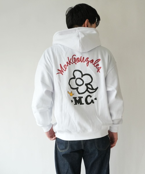 RiNc （リンク）の「【 MARK GONZALES 】 フラワーグラフィック バックプリント プルオーバーパーカー（パーカー・メンズ・杢グレー/ブラック/ホワイト・M/L/XL）」の8枚目の写真
