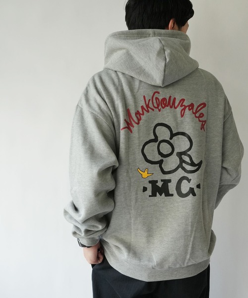 RiNc （リンク）の「【 MARK GONZALES 】 フラワーグラフィック バックプリント プルオーバーパーカー（パーカー・メンズ・杢グレー/ブラック/ホワイト・M/L/XL）」の10枚目の写真