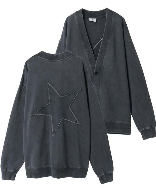 CONVERSE TOKYO(コンバーストウキョウ)の「BACK STAR★ PATCH SWEAT CARDIGAN(スウェット・レディース・スミクロ/ネイビー/イエロー・SMALL/MEDIUM)」の3枚目の写真