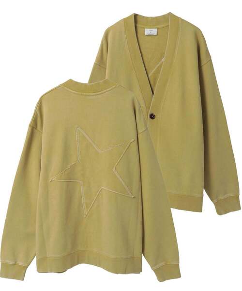 CONVERSE TOKYO(コンバーストウキョウ)の「BACK STAR★ PATCH SWEAT CARDIGAN(スウェット・レディース・スミクロ/ネイビー/イエロー・SMALL/MEDIUM)」の1枚目の写真