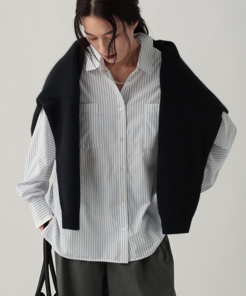 Elura（エルーラ）の「アイロンいらずドルマンシャツ/634727（シャツ/ブラウス・レディース・ライトブルー/ネイビー×ホワイト/ホワイト/ライトイエロー/ブルー/ネイビー・MEDIUM/SMALL）」の14枚目の写真