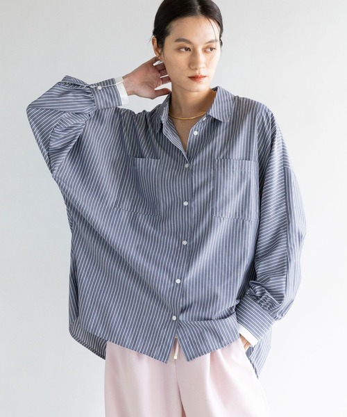 Elura（エルーラ）の「アイロンいらずドルマンシャツ/634727（シャツ/ブラウス・レディース・ライトブルー/ネイビー×ホワイト/ホワイト/ライトイエロー/ブルー/ネイビー・MEDIUM/SMALL）」の18枚目の写真