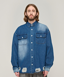 CARGOBROS（カーゴブロス）の「CBディープディストロイドデニムジャケット（ブルー）（デニムジャケット）」