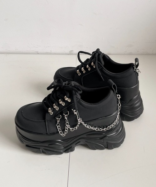 Shoes in Closet（シューズインクローゼット）の「厚底 ダブルソール チェーン　ボリューム スニーカー5676（スニーカー・レディース・ホワイト/ブラック・L/M/S/LL）」の6枚目の写真
