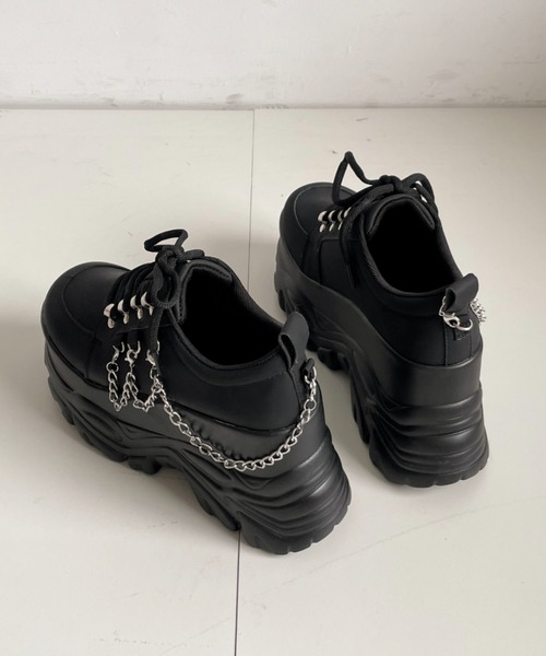 Shoes in Closet（シューズインクローゼット）の「厚底 ダブルソール チェーン　ボリューム スニーカー5676（スニーカー・レディース・ホワイト/ブラック・L/M/S/LL）」の7枚目の写真