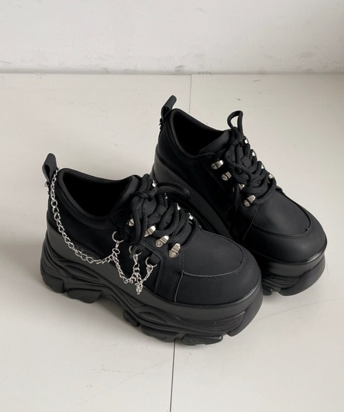 Shoes in Closet（シューズインクローゼット）の「厚底 ダブルソール チェーン　ボリューム スニーカー5676（スニーカー・レディース・ホワイト/ブラック・L/M/S/LL）」の8枚目の写真