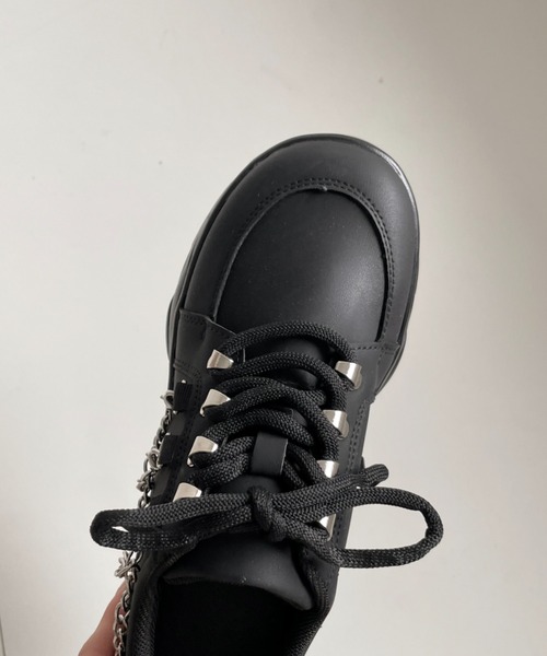 Shoes in Closet（シューズインクローゼット）の「厚底 ダブルソール チェーン　ボリューム スニーカー5676（スニーカー・レディース・ホワイト/ブラック・L/M/S/LL）」の11枚目の写真