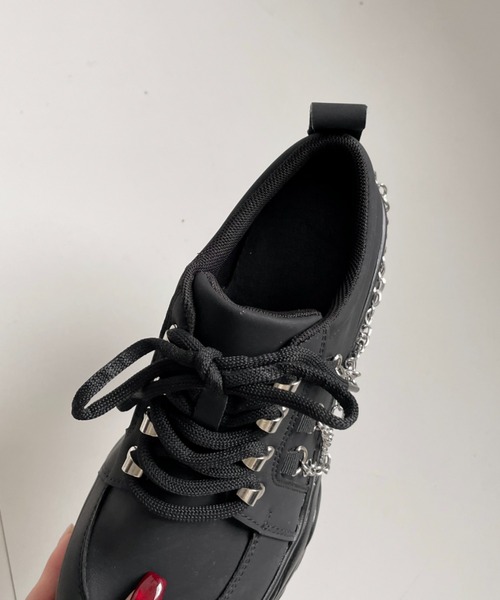 Shoes in Closet（シューズインクローゼット）の「厚底 ダブルソール チェーン　ボリューム スニーカー5676（スニーカー・レディース・ホワイト/ブラック・L/M/S/LL）」の12枚目の写真