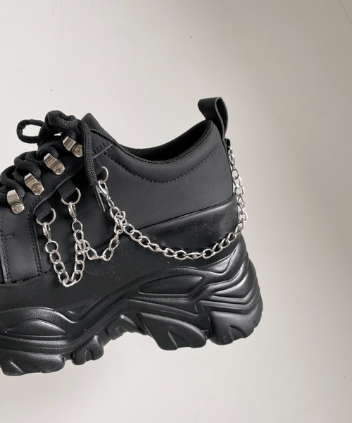 Shoes in Closet（シューズインクローゼット）の「厚底 ダブルソール チェーン　ボリューム スニーカー5676（スニーカー・レディース・ホワイト/ブラック・L/M/S/LL）」の13枚目の写真