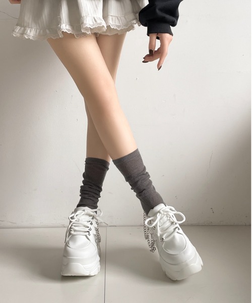 Shoes in Closet（シューズインクローゼット）の「厚底 ダブルソール チェーン　ボリューム スニーカー5676（スニーカー・レディース・ホワイト/ブラック・L/M/S/LL）」の16枚目の写真