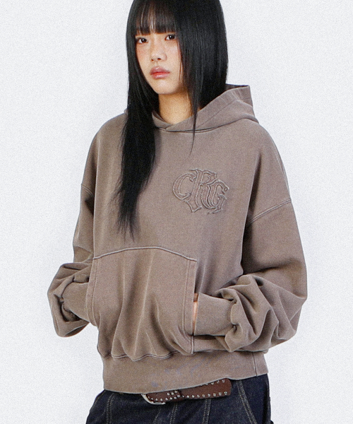 LOGO APPLIQUE HOODIE PIGMENT BROWN