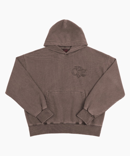 LOGO APPLIQUE HOODIE PIGMENT BROWN