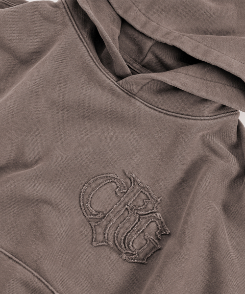 LOGO APPLIQUE HOODIE PIGMENT BROWN