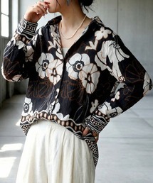 antiqua（アンティカ）の「長袖 花柄 前開き 羽織り シャツ（シャツ/ブラウス）」