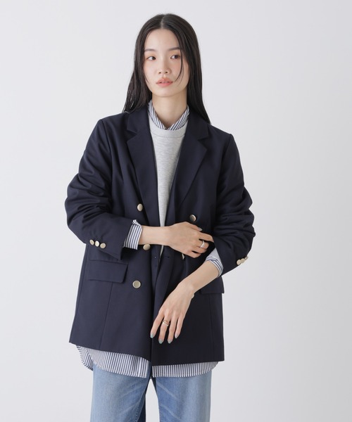 NANO universe(ナノユニバース)の「ダブルブレストジャケット(テーラードジャケット・レディース・グレー/ネイビー/ライトベージュ・FREE)」の19枚目の写真
