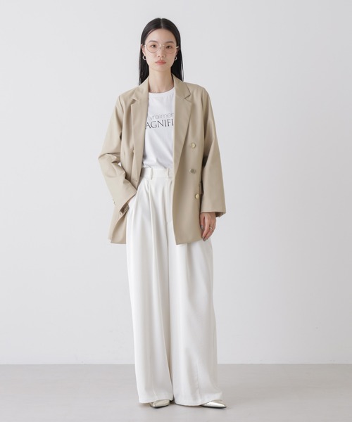 NANO universe(ナノユニバース)の「ダブルブレストジャケット(テーラードジャケット・レディース・グレー/ネイビー/ライトベージュ・FREE)」の6枚目の写真