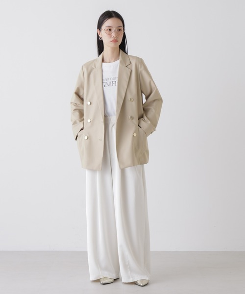 NANO universe(ナノユニバース)の「ダブルブレストジャケット(テーラードジャケット・レディース・グレー/ネイビー/ライトベージュ・FREE)」の7枚目の写真