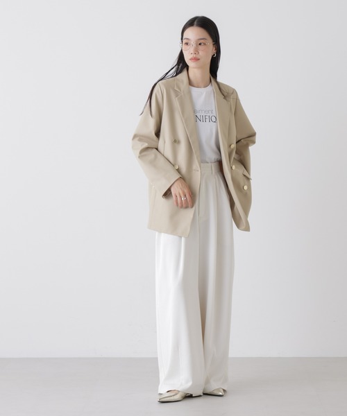 NANO universe(ナノユニバース)の「ダブルブレストジャケット(テーラードジャケット・レディース・グレー/ネイビー/ライトベージュ・FREE)」の9枚目の写真