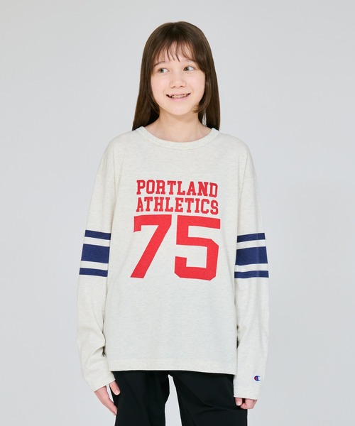 Champion（チャンピオン）の「【Champion/チャンピオン】キッズ ロングスリーブフットボールTシャツ（Tシャツ/カットソー・キッズ・オートミール/ブラック系その他/ホワイト・130/120/110/100/160/150/140）」の3枚目の写真